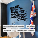 Bald Eagle Holding American Flag Wall Art