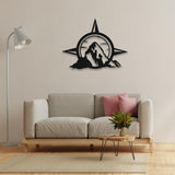 Compass and Mountain Metal Wall Decor