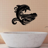 Dolphin with Sea Wave Metal Wall Art