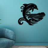 Dolphin with Sea Wave Metal Wall Art
