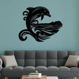 Dolphin with Sea Wave Metal Wall Art