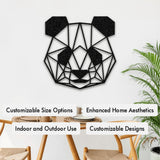Metal Geometric Panda Line Art