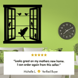 Open Window Design with Birds Silhouette