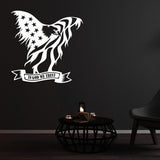 Bald Eagle Metal Wall Art  with Flag Holding In God We Trust